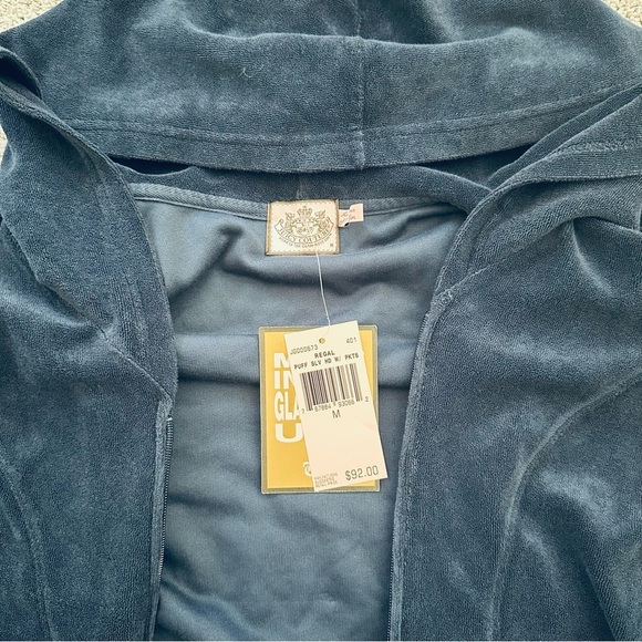 NWT Y2K Original Juicy Couture Puff Sleeve Terry Hoodie Regal Blue Medium - Picture 7 of 13